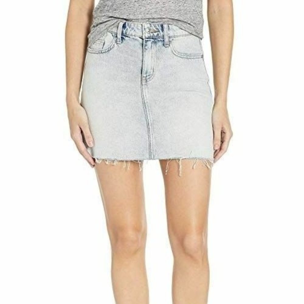 Current Elliott The 5 Pocket Mini Denim Jean Skirt Size 27 Raw Hem Southerly